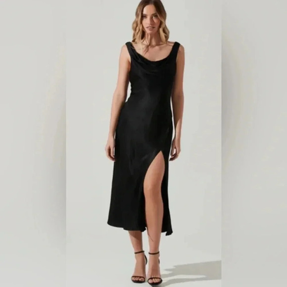 NWOT ASTR the Label Christella Satin Slit Midi Dress Size S - Picture 1 of 10